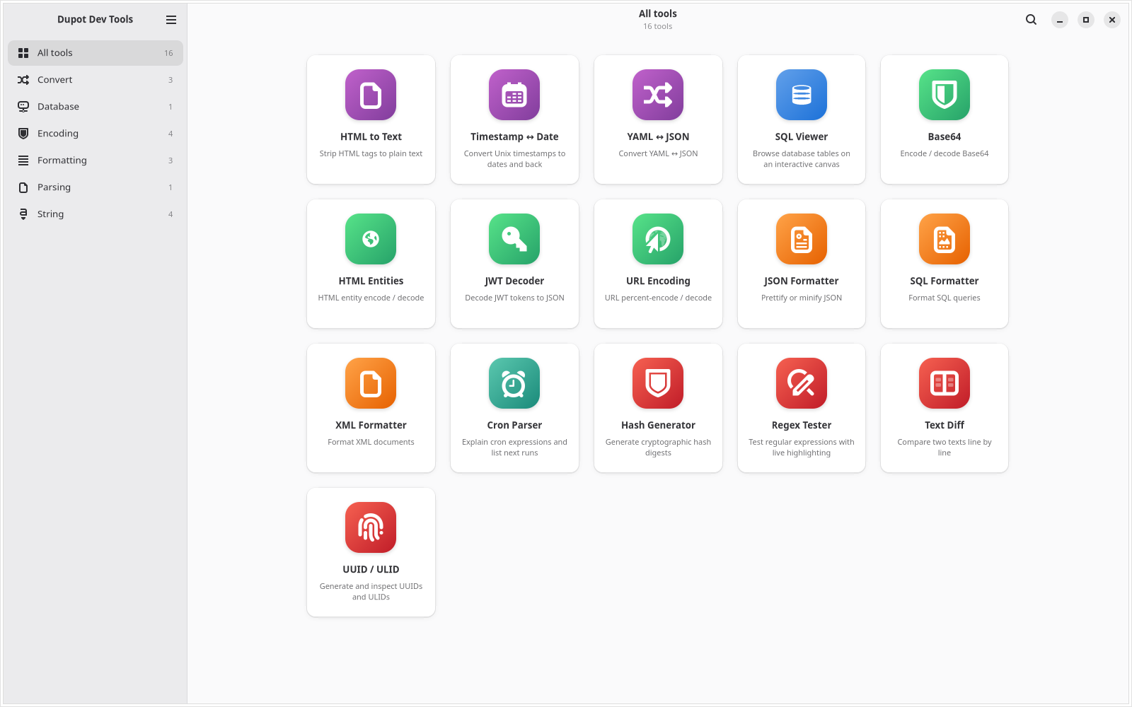 Accueil : tous les outils